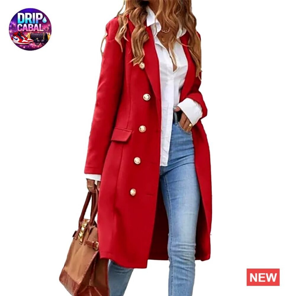 Long Wool Trench Coat Classic Double Breasted Peacoat Elegant Winter Jacket